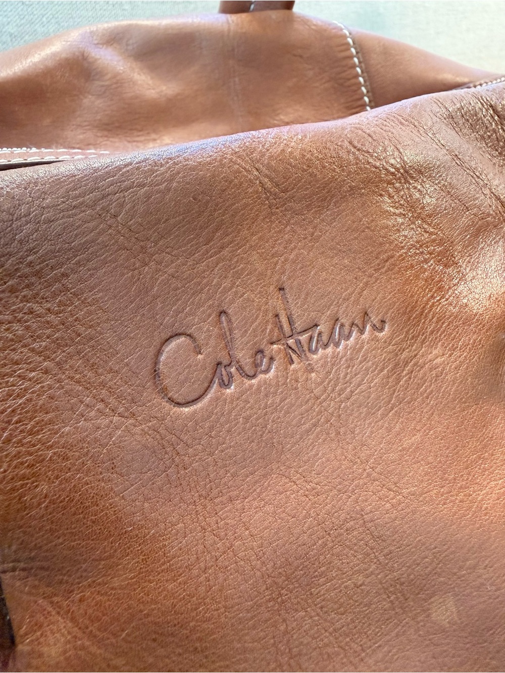 Cole Haan saddle brown leather duffle. - Picture 3 of 11